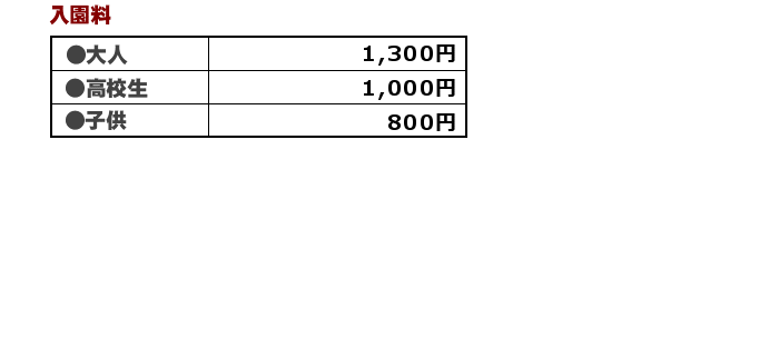草津熱帯圏　入園料
